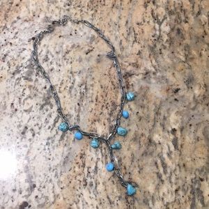 Silver necklace with turquoise beads